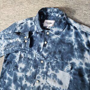 Corridor NYC Shirt Adult Large Navy Blue Tie Dye Long Sleeve Button Up Relaxed